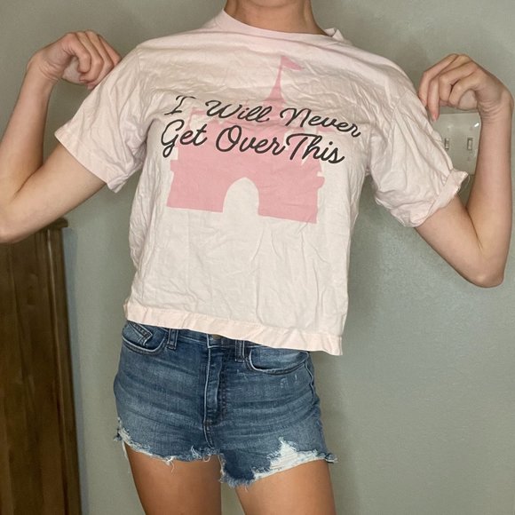 Disney Tops - New Disney Parks original pink cropped t-shirt, princess themed size XS